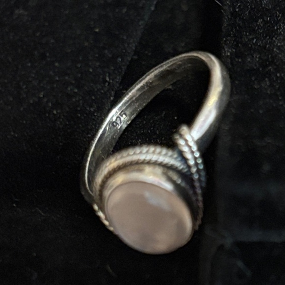 Silver 925 Moonstone Rope Design Ring - Picture 3 of 3